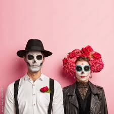 lovely couple wear zombie costume for