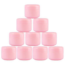 pink plastic empty makeup jars