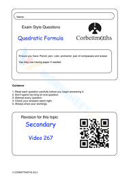 Printable Quadratic Formula Worksheets