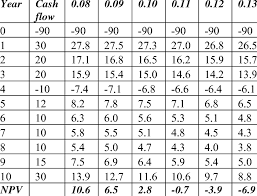 npv and irr calculation table