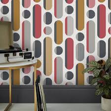 Envy 8 In Red Grey Non Woven Textured Geometric 56 Sq Ft Unpasted Paste The Wall Wallpaper Sample 11871994
