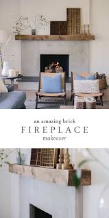 brick fireplace update using cement and