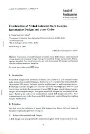 Pdf Construction Of Nested Balanced Block Designs