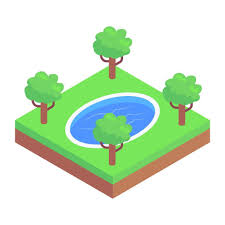 Garden Pond Icon In Isometric Style