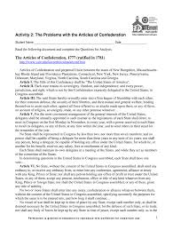 articles of confederation worksheet pdf
