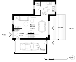 plan de maison à ée de 80 m²