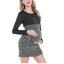 2019 Long Sleeve Maternity Dresses Plus Size Pregnant Dress Autumn Striped Print Pregnancy Middle Dress Gravida Clothes For Pregnant From Rainbowny