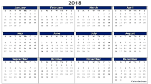 2018 Yearly Calendar Template Word Word Calendar Printable Calendar