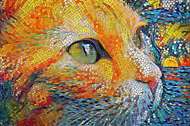 Ginger Cat at the Beach Mosaic Art Digital Art by Peggy Collins