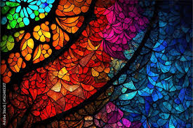 A Colorful Stained Glass Window With A