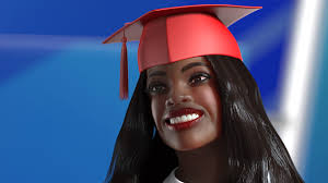 dark skin graduation gown woman rigged