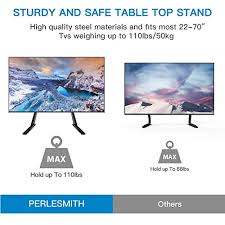 Shop for tv stands 65 inch at best buy. Perlesmith Universal Table Top Tv Stand For 22 65 Inch Flat Screen Lcd Tvs Premium Height Adjustable Leg Stand Holds Up To 110lbs Vesa Up To 800x500mm Black Pstvs01 Pricepulse