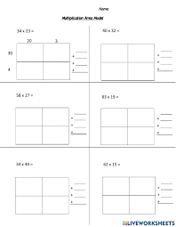 multiplication area model worksheet