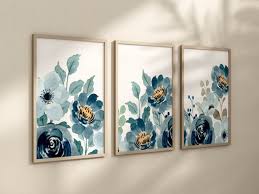 Buy Navy Blue Flower Wall Art