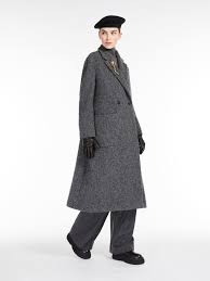 Wool Tweed Coat Dark Grey Este Max