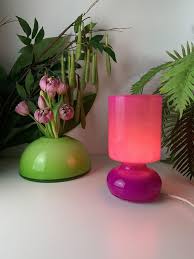 Vintage Ikea Glass Mushroom Lamp Pink