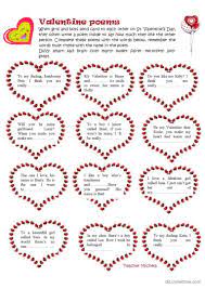 valentine poems english esl worksheets