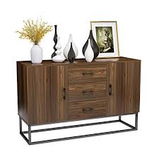 Buffets & sideboards for home storage. Mecor Kitchen Sideboard Buffet Storage Cabinet Industrial Modern Server Collective Design 2 Doors And 3 Drawers W Stable Iron Frame Walnut Brown In Dubai Uae Whizz Buffets Sideboards