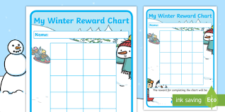 Winter Themed 0 10 Sticker Stamp Reward Chart Winter
