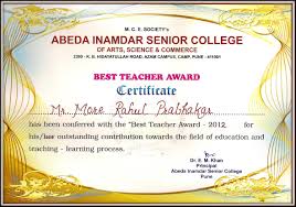 Best Teacher Award Certificate Format Styleta Org