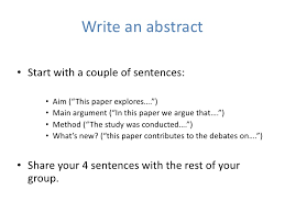 Advice on how to write a good research paper abstract