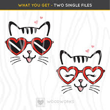 Heart Glasses Cat Face Cut File