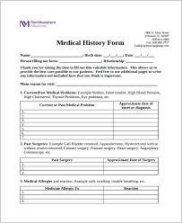 Printable Medical Forms Patient History Form Template Sample