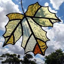 stained glass maple leaf suncatcher