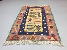 yellow wool tribal kilim rug 1960s