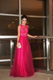 women s hot pink lace evening dress