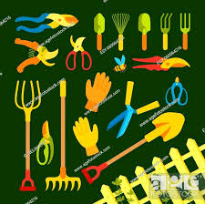 shovel pitchfork and rake cartoon set