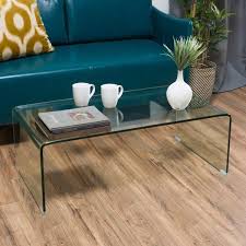 glass waterfall rectangle coffee table