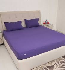 plain cotton purple king size bed sheet