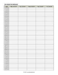 hourly schedule template in 15 30