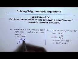 Trigonometric Equations Worksheet Iv