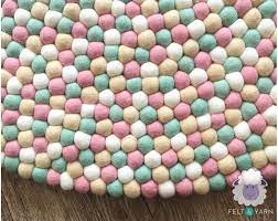 pastel color felt ball rug felt yarn