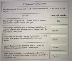 writing algebraic expressions write an