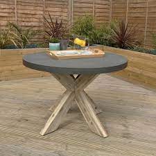 wood round garden dining table