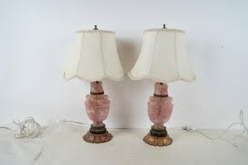 Pair Of Chinese Pink Quartz Boudoir Lamps