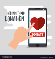 Smartphone with charity donation online Royalty Free Vector