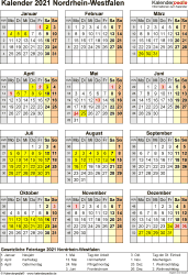 Jahreskalender 2021 mit feiertagen und kalenderwochen (kw) in 19 varianten die verschiedenen kalendervarianten reichen vom gesamten jahreskalender 2021 auf einer seite (das ganze jahr auf einen blick) über den. Kalender 2021 Nrw Ferien Feiertage Pdf Vorlagen