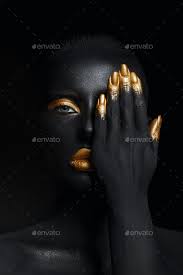 beauty woman painted in black skin