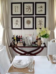 white coastal dining room with mahogany