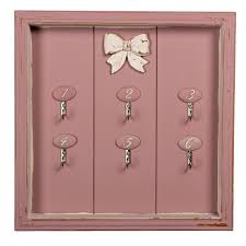 6h2126 key cabinet 30x4x30 cm pink mdf