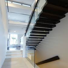 laminated glass treads floating staircase