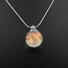 Dichroic Glass Orb Necklace Red Gold