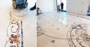 polishing a marble floor respecting the