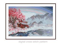 Japanese Landscape Cross Stitch Chart Pattern Pdf