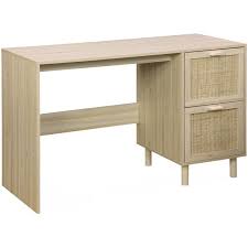 Woven Rattan Desk With 2 Drawers