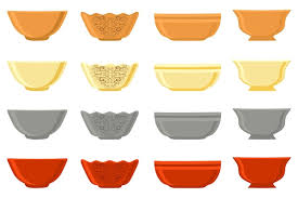 Vector Set Of Empty Glass Soup Bowls